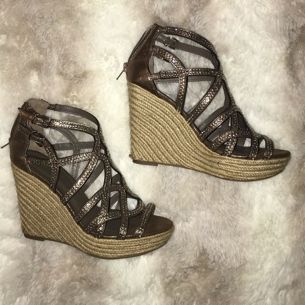 SALE! Thalia Sodi Rhinestone Brown Wedge